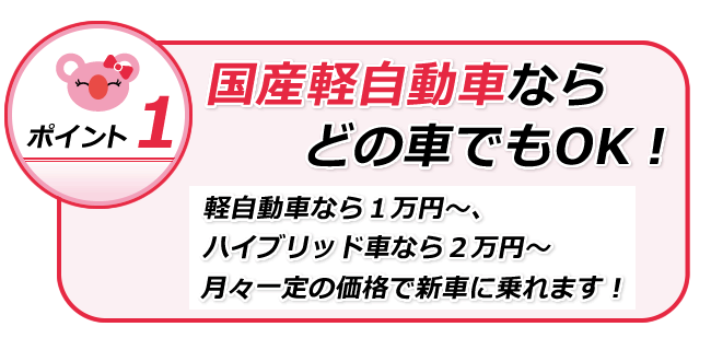 国産軽自動車ならどの車でもOK!